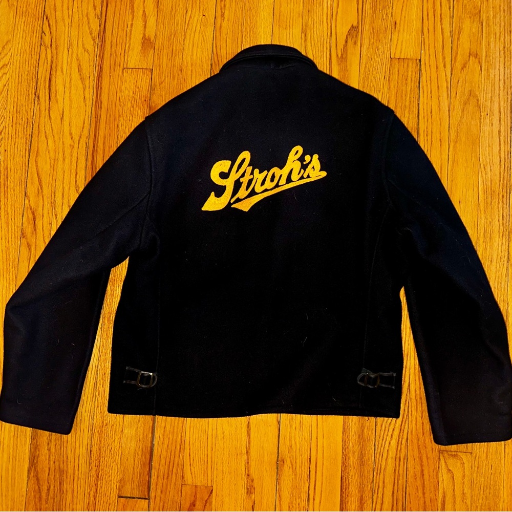 New Old Stock King-o-Wear Stroh Stroh's Brewery wool melton jacket Talon zips